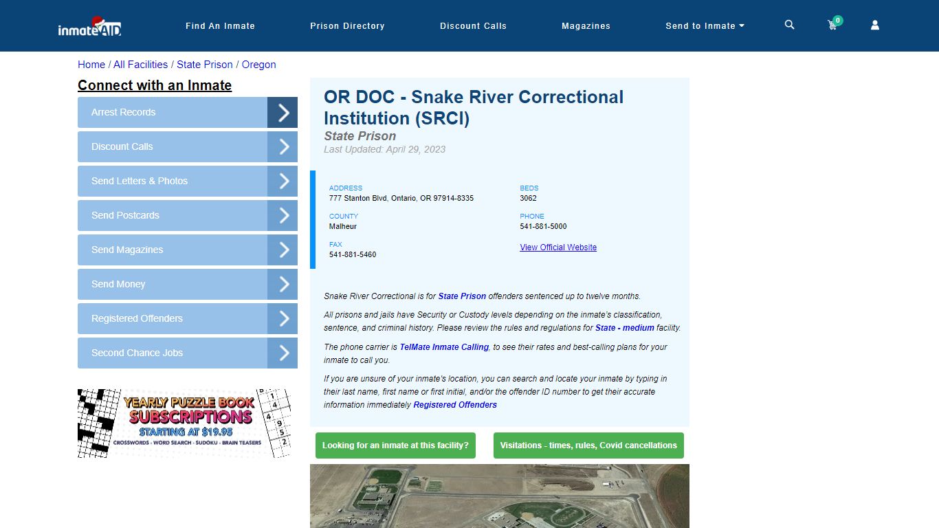 OR DOC - Snake River Correctional Institution (SRCI) & Inmate Search ...