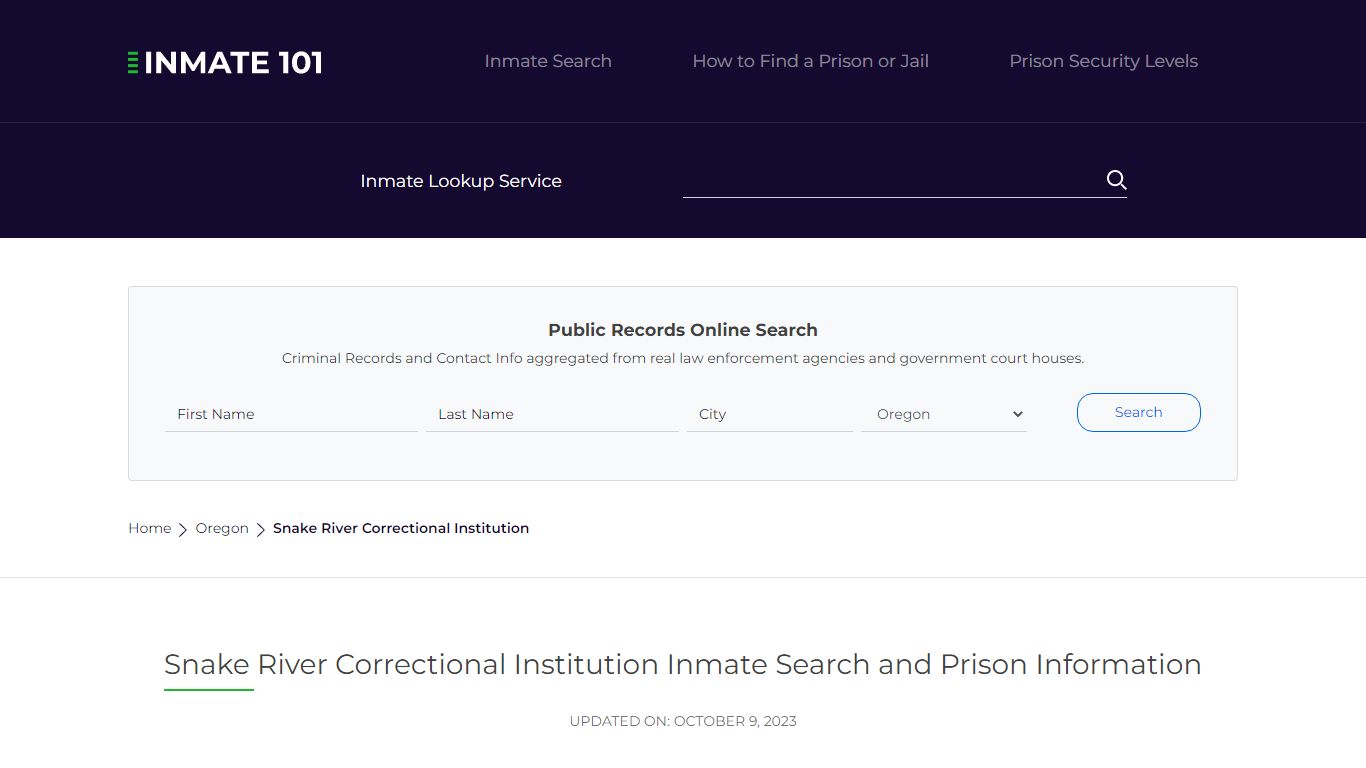 Snake River Correctional Institution Inmate Search, Visitation, Phone ...